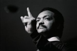Reverend Jesse Jackson giving a speech during his United States Democratic Presidential run in New Orleans in 1984.