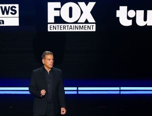 Lachlan Murdoch onstage during the FOX UPFRONT 2026 presentation at New York City Center on May 11, 2026.